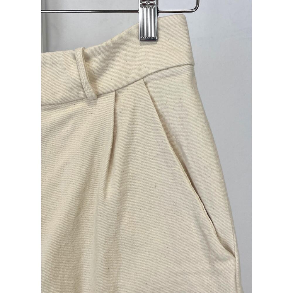 JEUNE OTTE Wide Leg Pleated Trouser Pants High Rise Cotton Cream Beige Size 6 View 5